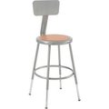 National Public Seating Interion® Steel Shop Stool w/Backrest and Hardboard Seat  Adjustable Height 19-27 - GRY - 2PK 244870